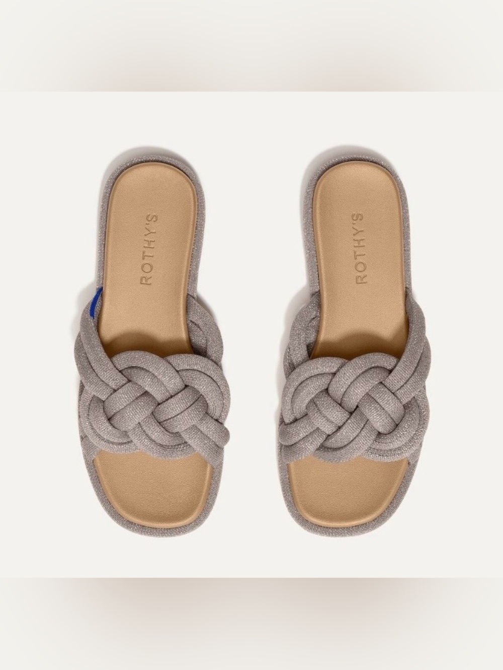 Rothy's Plush Braided Slip-On Sandals Platinum Silver Women’s US 11.5 Brand New